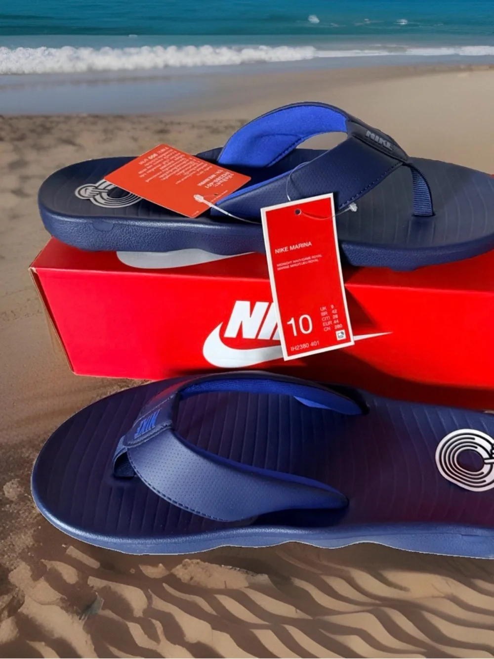 Nike Marina Men's Size 10 Flip-Flop Sandals. Midnight Navy Blue. New In Box